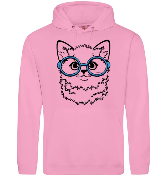 Женская толстовка (худи) Кitten in blue glasses Розовый фото