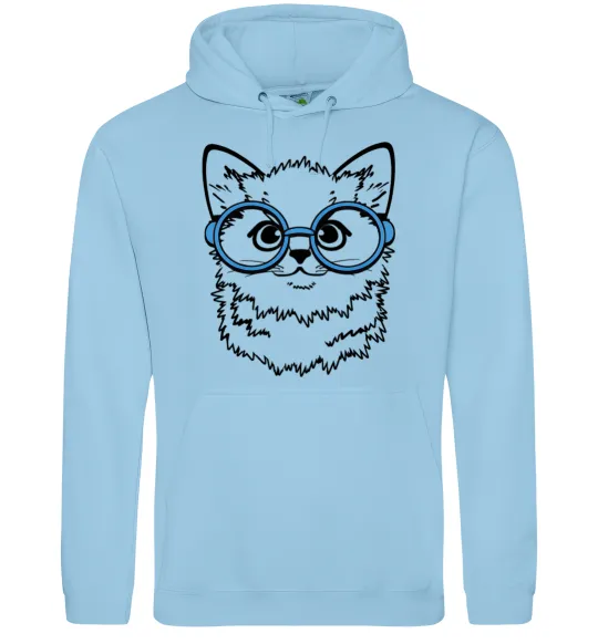 Женская толстовка (худи) Кitten in blue glasses Голубой фото
