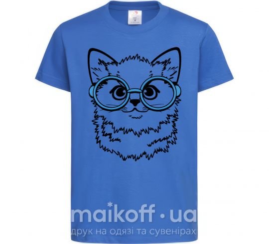 Дитяча футболка Кitten in blue glasses Яскраво-синій фото