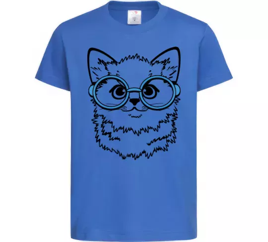 Детская футболка Кitten in blue glasses Ярко-синий фото