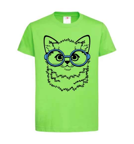 Дитяча футболка Кitten in blue glasses Лаймовий фото
