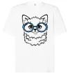 Футболка Оверсайз Кitten in blue glasses Білий фото