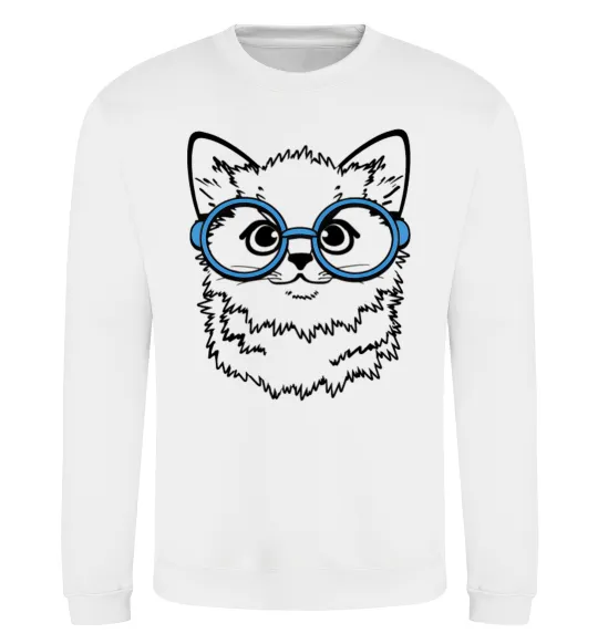 Свитшот Кitten in blue glasses Белый фото