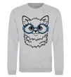 Свитшот Кitten in blue glasses Серый меланж фото