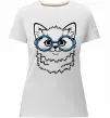 Женская премиум футболка Кitten in blue glasses Белый фото