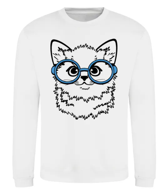 Свитшот Кitten in blue glasses Белый фото