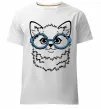 Мужская премиум футболка Кitten in blue glasses Белый фото