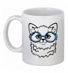Чашка керамічна Кitten in blue glasses