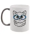 Чашка с цветной ручкой Кitten in blue glasses Серебро Чашка с цветной ручкой Кitten in blue glasses Серебро фото