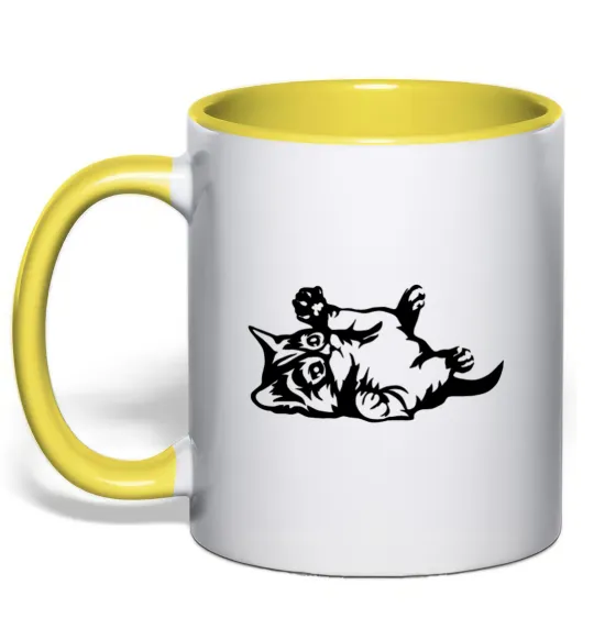 Чашка з кольоровою ручкою Кошенятко Лимонний фото