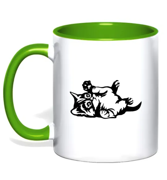 Чашка з кольоровою ручкою Кошенятко Лаймовий фото