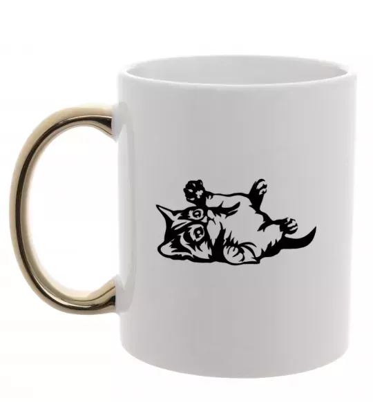 Чашка з кольоровою ручкою Кошенятко Золото фото