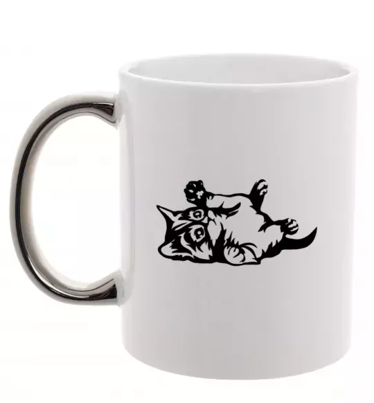 Чашка з кольоровою ручкою Кошенятко Срібло фото