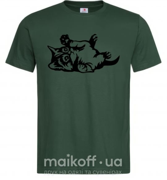 Мужская футболка Котенок Темно-зеленый фото