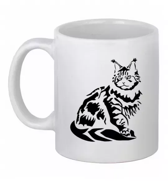 Чашка керамическая Maine Coon cat Белый фото