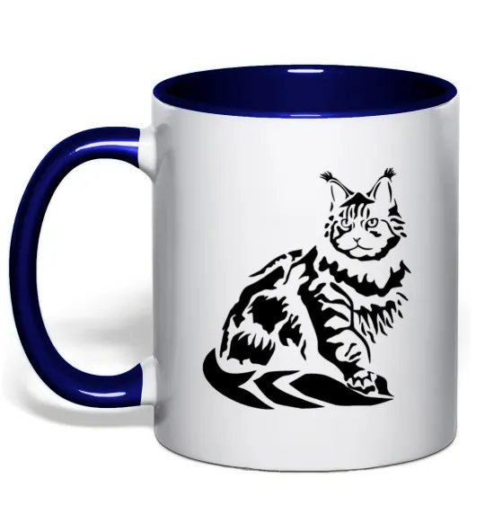 Чашка с цветной ручкой Maine Coon cat Глубокий темно-синий фото