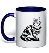 Чашка с цветной ручкой Maine Coon cat Глубокий темно-синий Чашка с цветной ручкой Maine Coon cat Глубокий темно-синий фото
