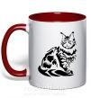 Чашка с цветной ручкой Maine Coon cat Красный фото