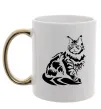 Чашка с цветной ручкой Maine Coon cat Золото Чашка с цветной ручкой Maine Coon cat Золото фото