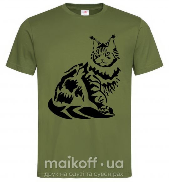 Мужская футболка Maine Coon cat Оливковый фото