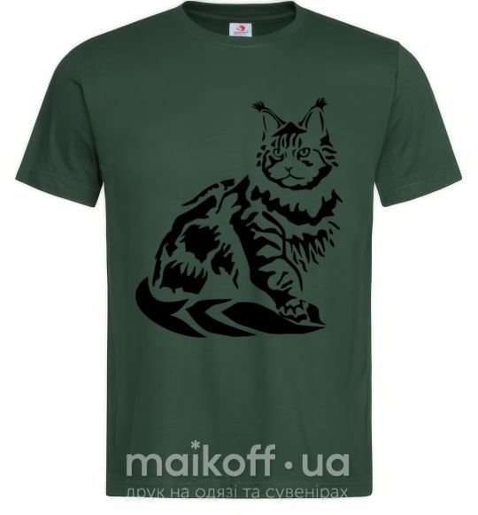 Мужская футболка Maine Coon cat Темно-зеленый фото