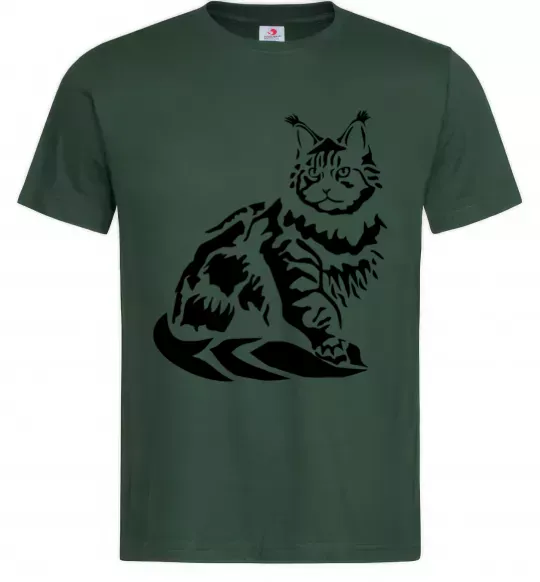 Мужская футболка Maine Coon cat Темно-зеленый фото