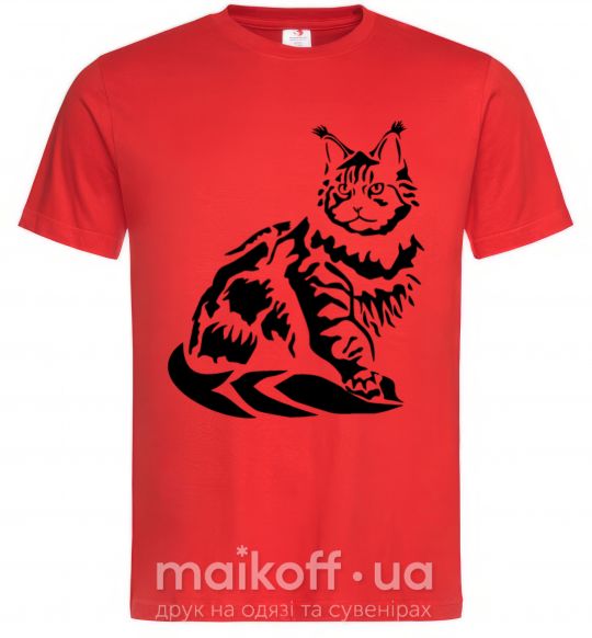 Мужская футболка Maine Coon cat Красный фото