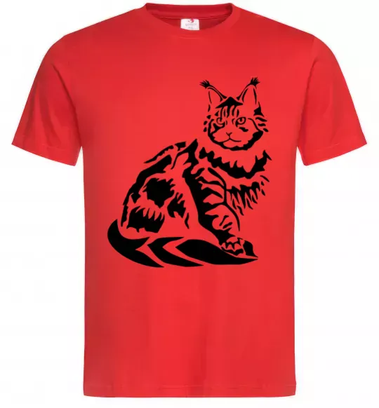 Мужская футболка Maine Coon cat Красный фото