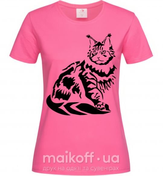 Жіноча футболка Maine Coon cat Яскраво-рожевий фото
