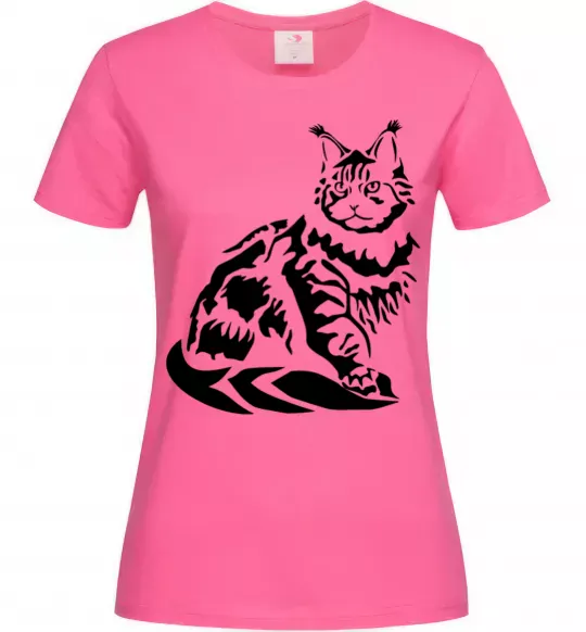 Жіноча футболка Maine Coon cat Яскраво-рожевий фото
