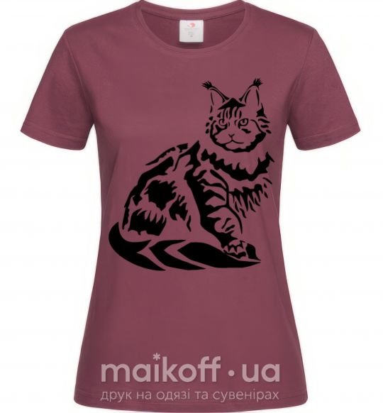 Жіноча футболка Maine Coon cat Бордовий фото