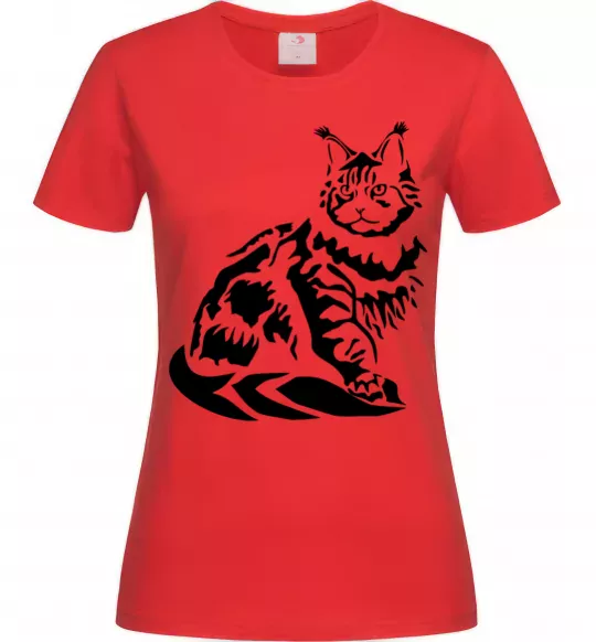Жіноча футболка Maine Coon cat Червоний фото