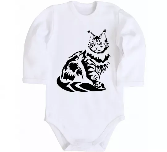 Дитячий бодік Maine Coon cat Білий фото