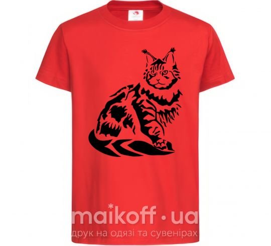 Детская футболка Maine Coon cat Красный фото