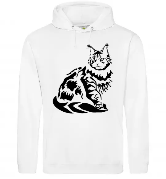 Мужская толстовка (худи) Maine Coon cat Белый фото