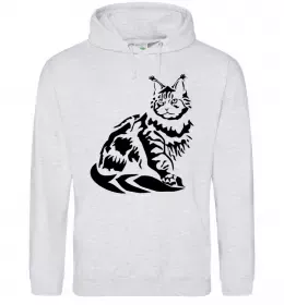 Мужская толстовка (худи) Maine Coon cat Серый меланж фото