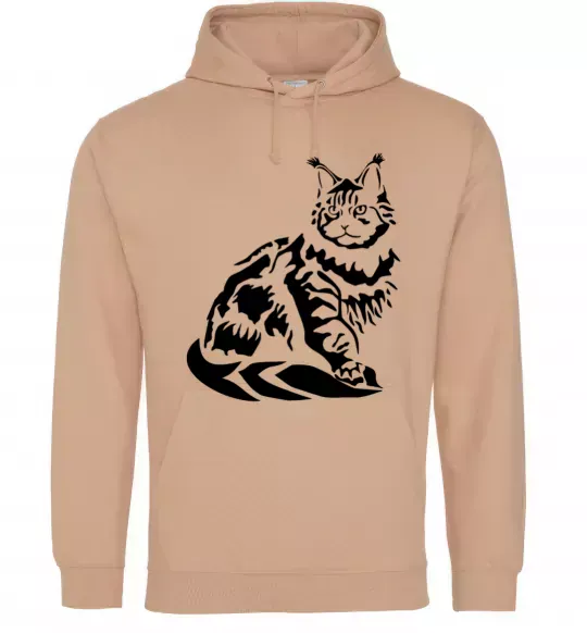 Мужская толстовка (худи) Maine Coon cat Песочный фото