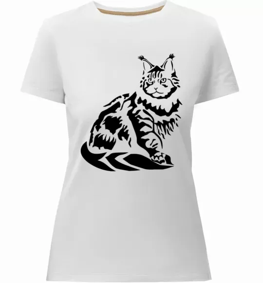Женская премиум футболка Maine Coon cat Белый фото