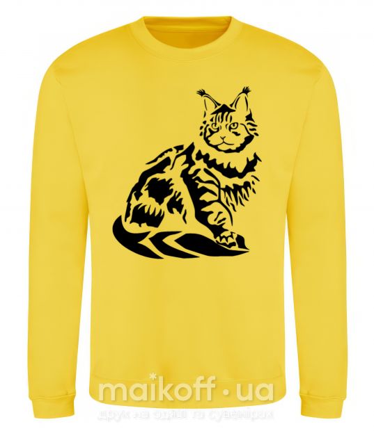 Світшот Maine Coon cat Сонячно жовтий фото
