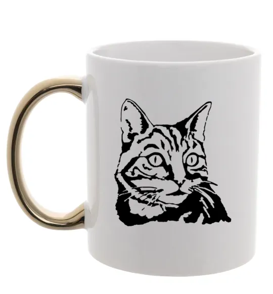 Чашка с цветной ручкой Просто кіт Золото фото