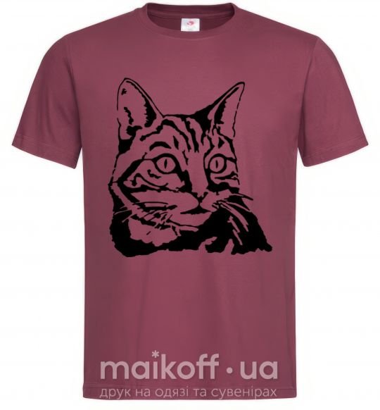 Мужская футболка Просто кот Бордовый фото