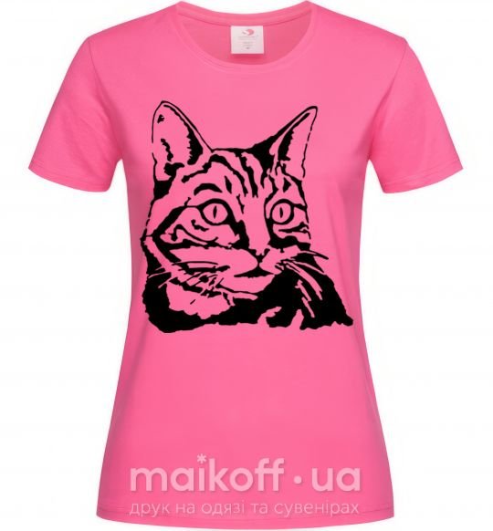 Женская футболка Просто кот Ярко-розовый фото