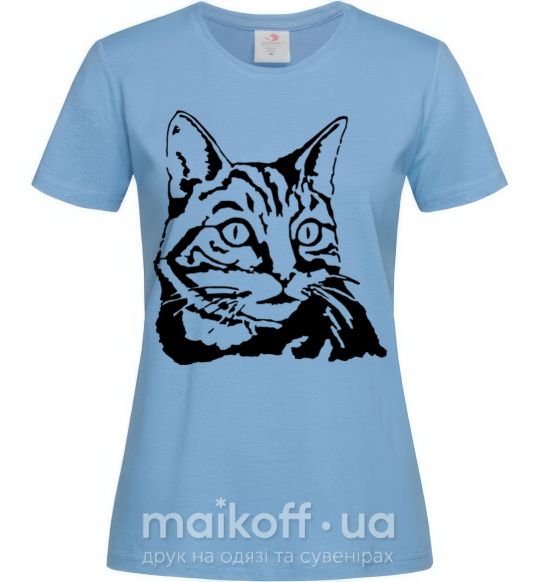 Женская футболка Просто кот Голубой фото