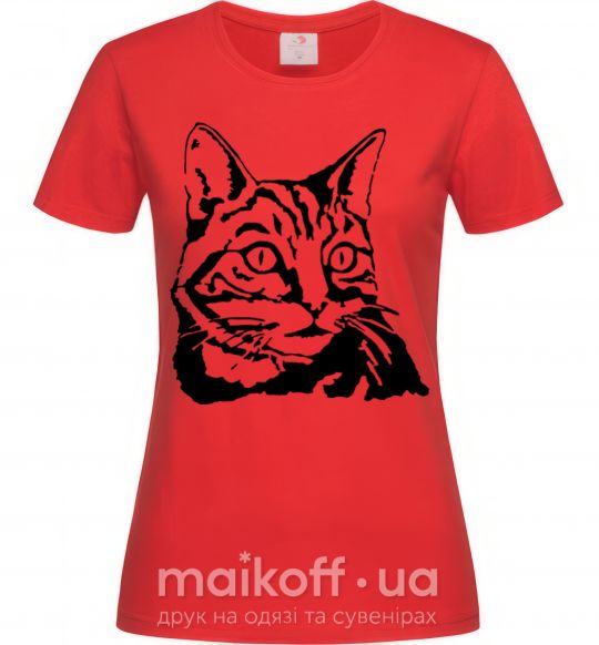 Женская футболка Просто кот Красный фото