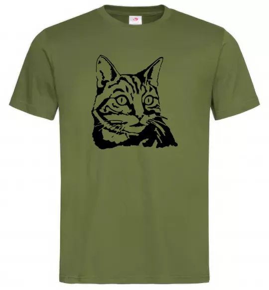 Чоловіча футболка Просто кіт Оливковий фото