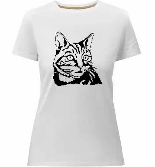 Женская премиум футболка Просто кіт Белый фото