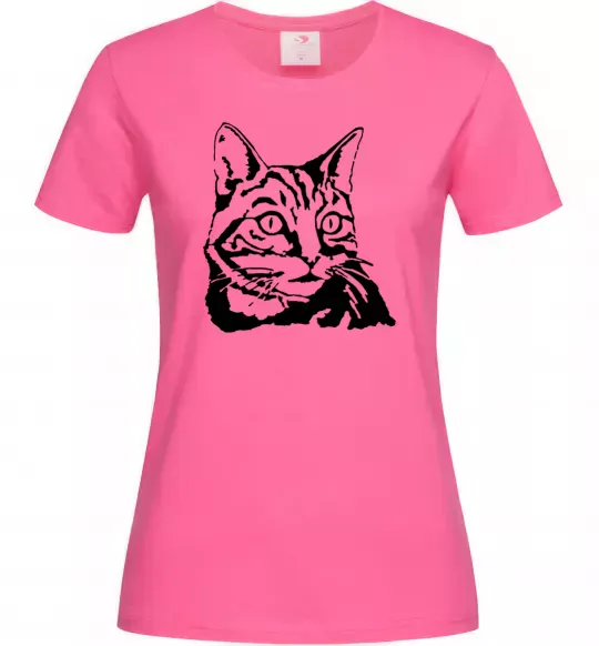 Женская футболка Просто кіт Ярко-розовый фото
