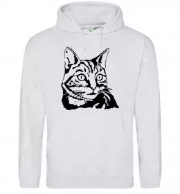 Мужская толстовка (худи) Просто кіт Серый меланж фото