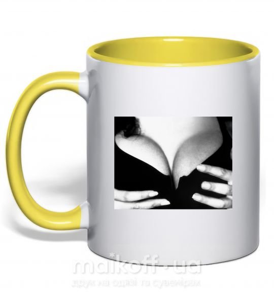 Чашка с цветной ручкой ГРУДЬ МОНИКИ БЕЛЛУЧЧИ Солнечно желтый фото