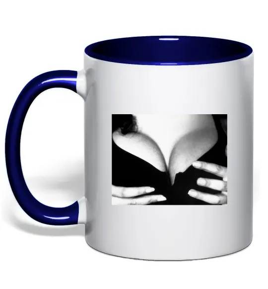 Чашка з кольоровою ручкою Груди Моніки Белуччі Глибокий темно-синій фото